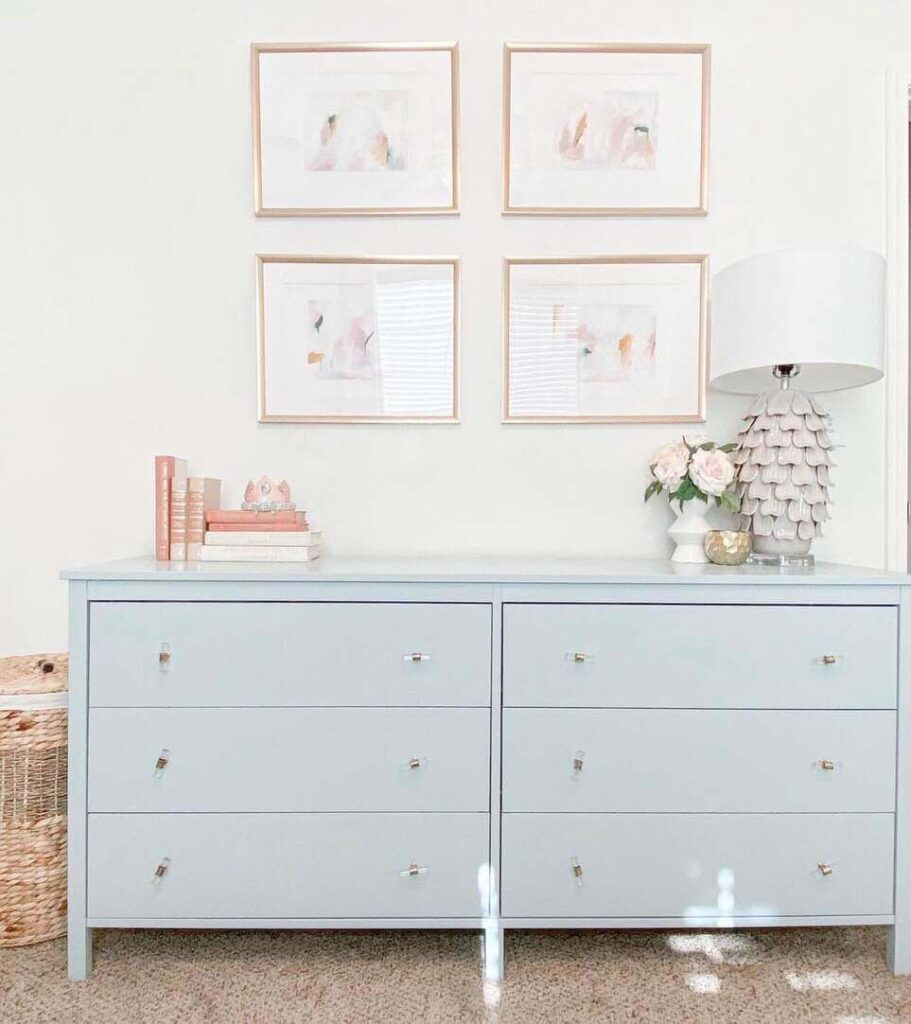 pastel bedroom dresser decor ideas.