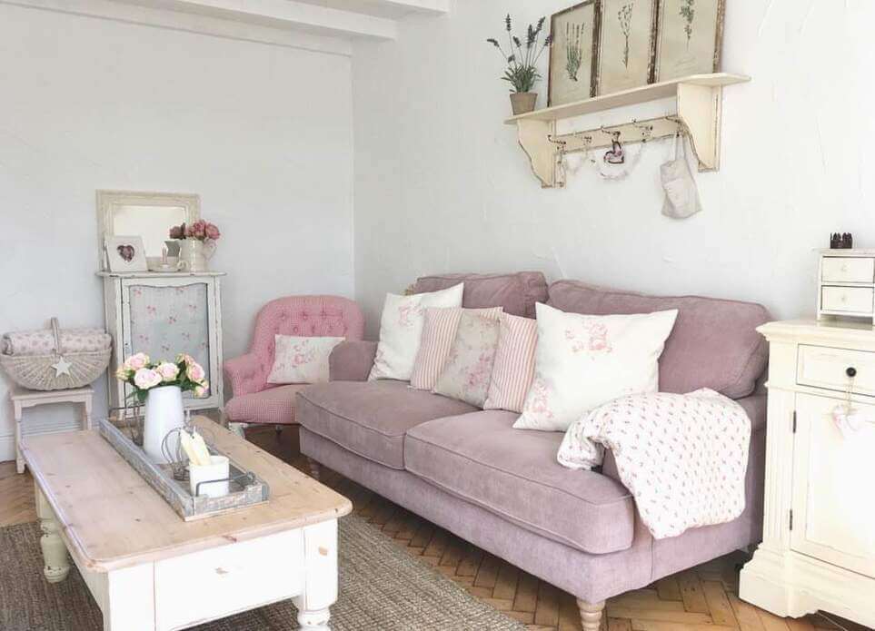shelf decor above sofa