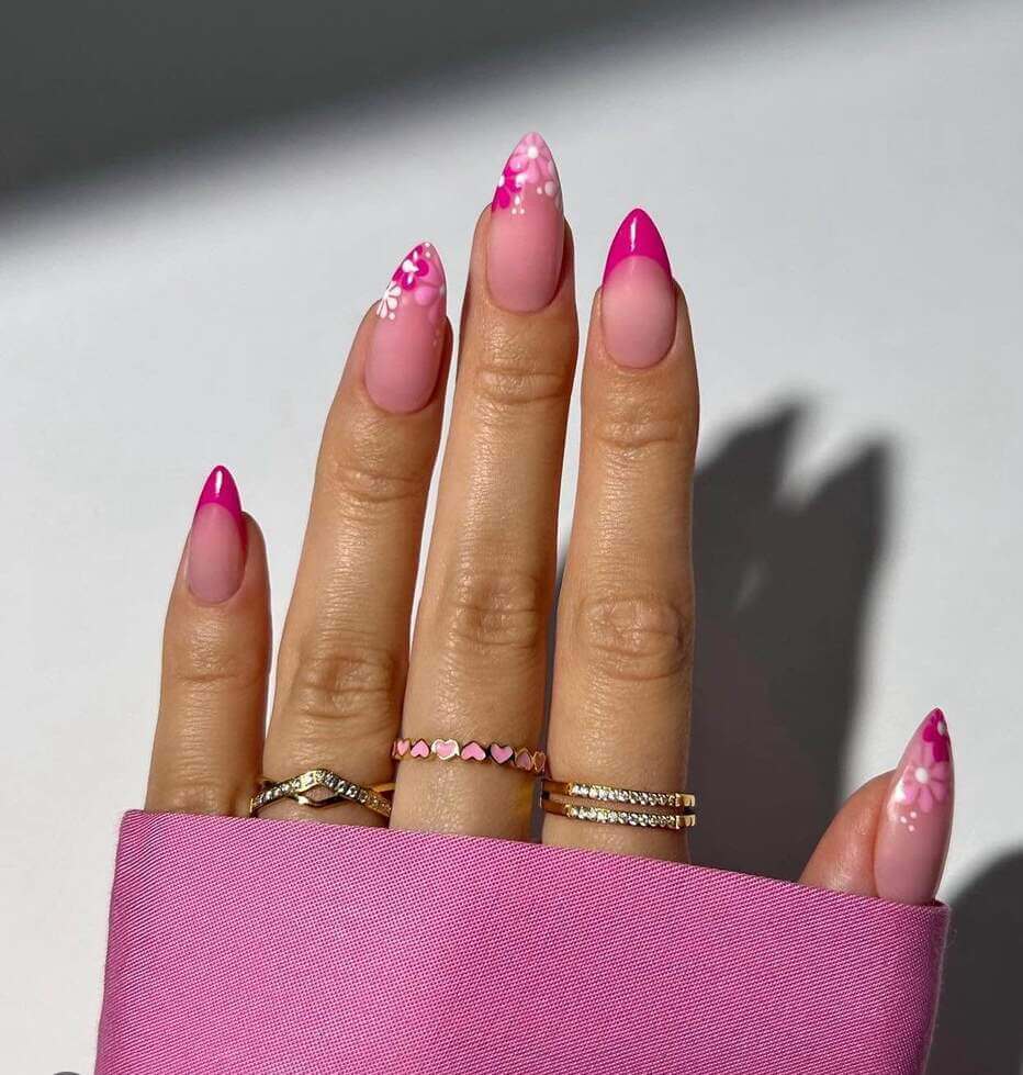 floral pink nail ideas