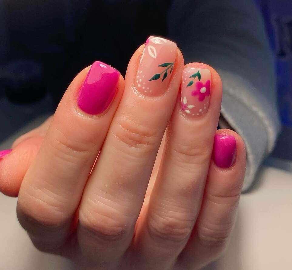 floral pink nail designs