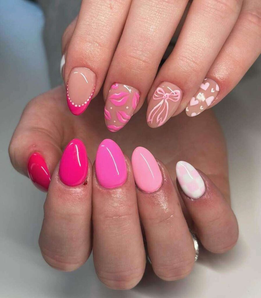 gradient pink nail art