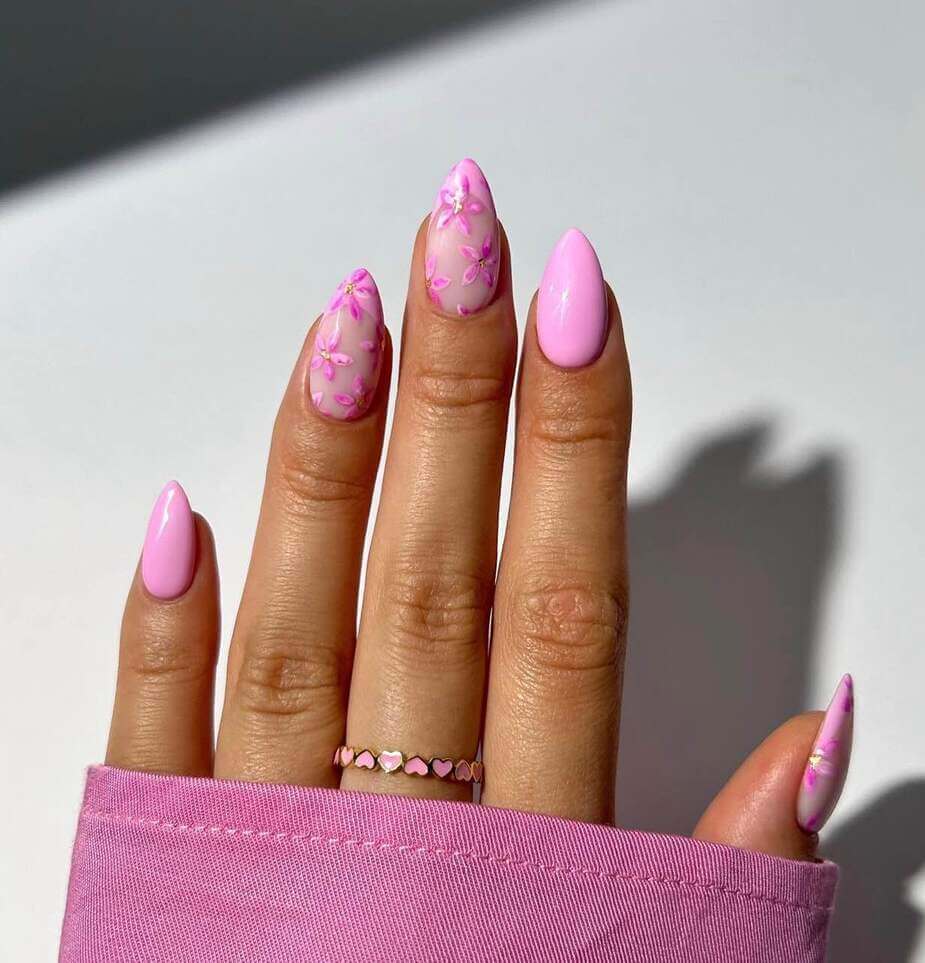 almond pink nail ideas