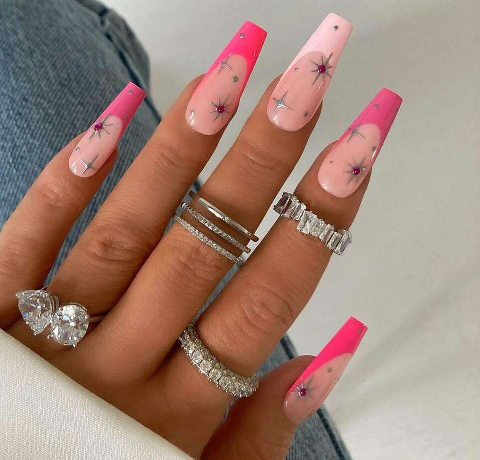 long pink nail designs