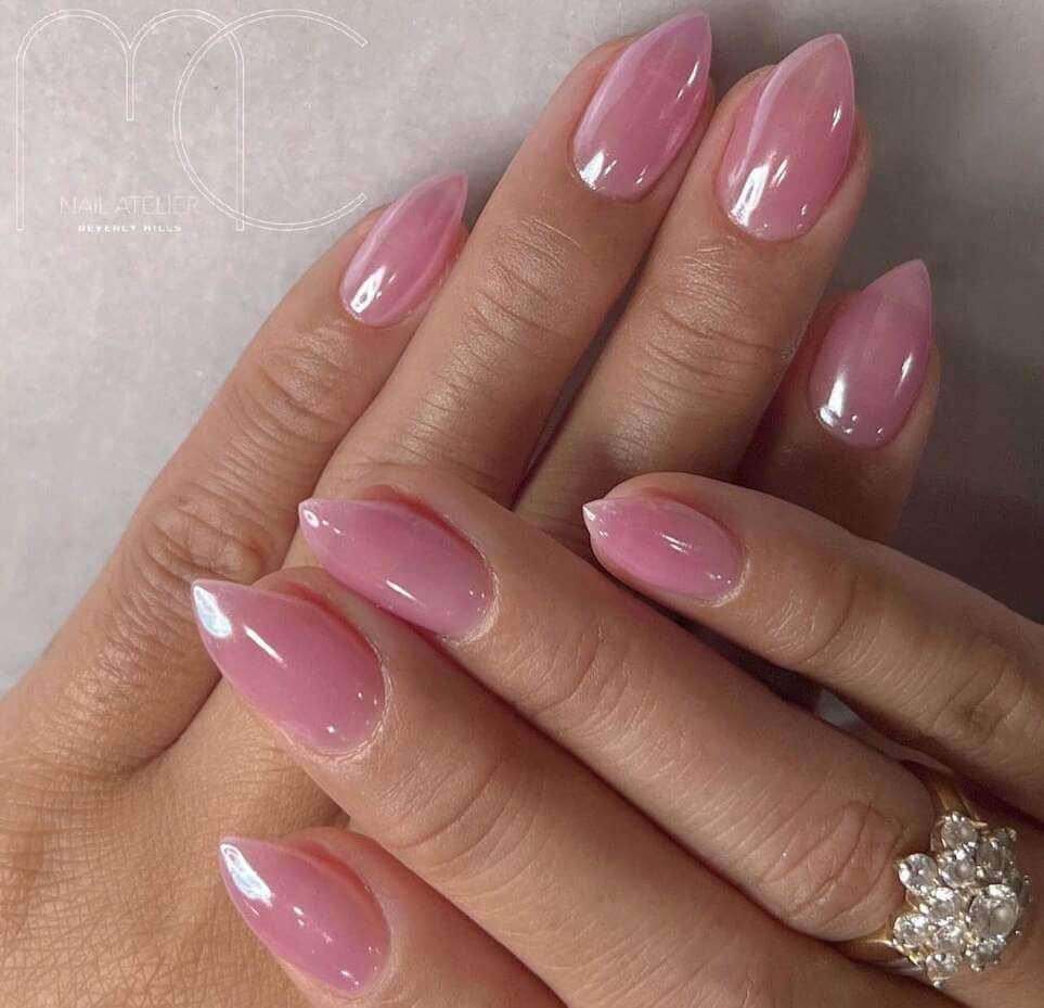 pink almond nails