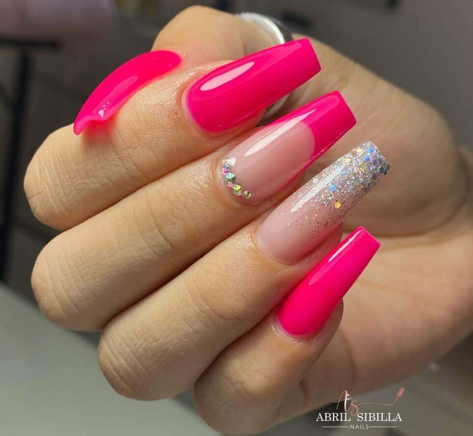 bright pink nail art