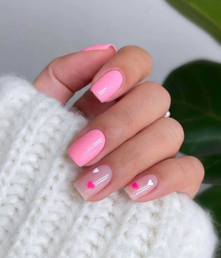pastel pink short nails