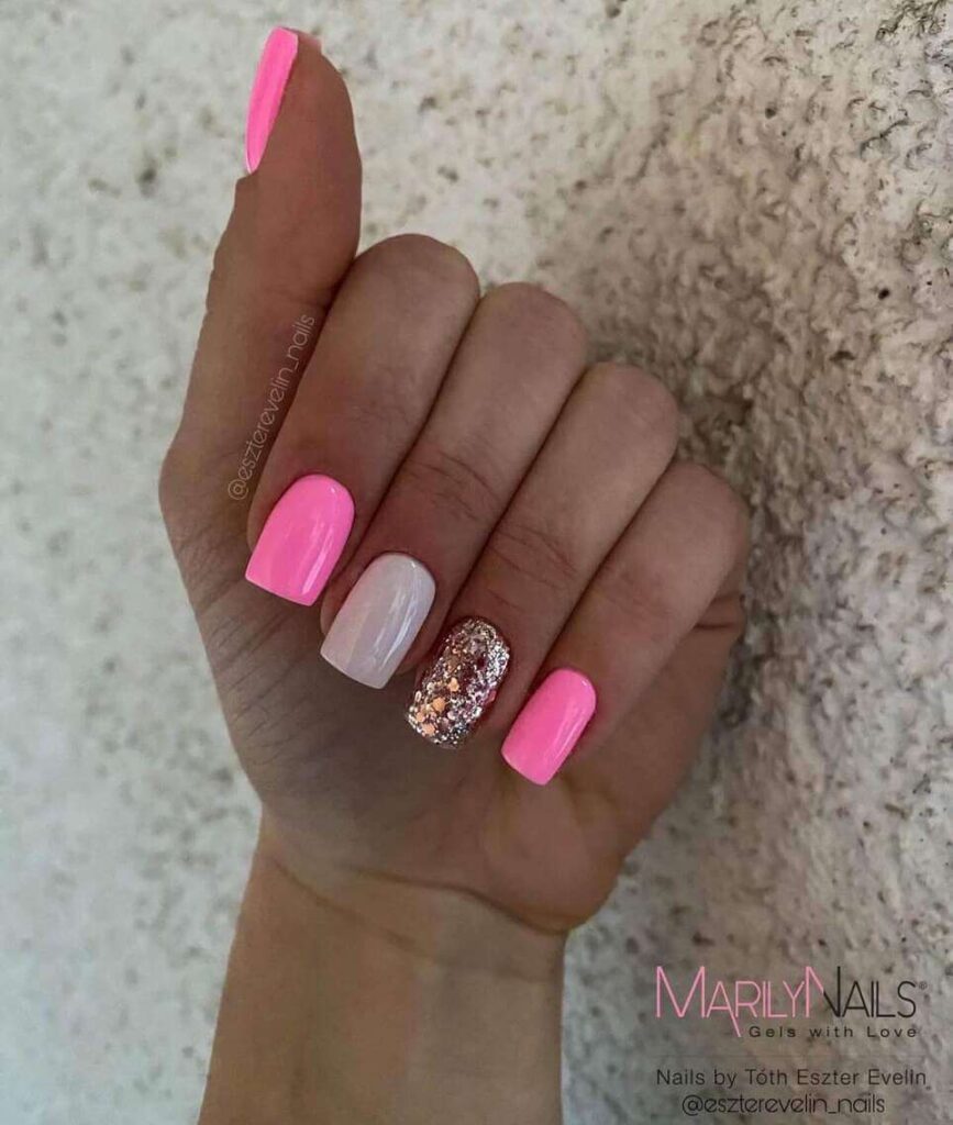glitter pink nail designs