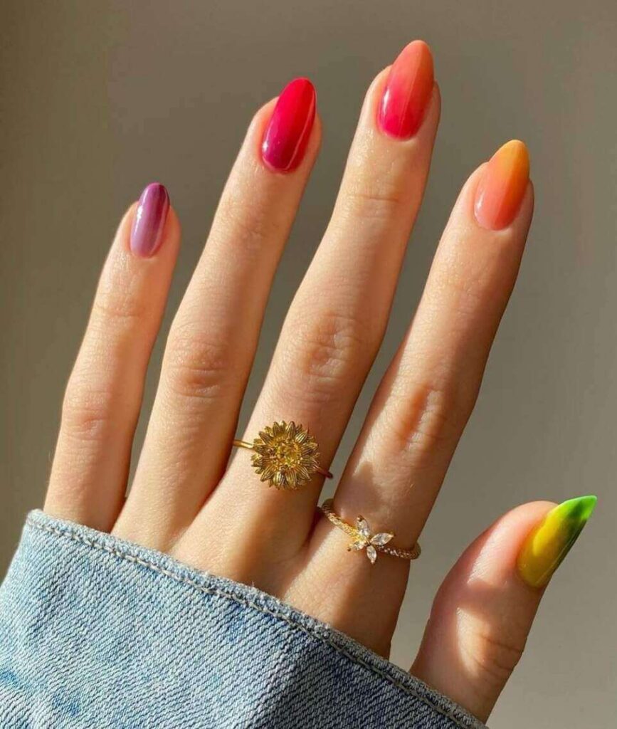 rainbow jelly nails