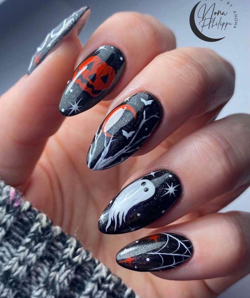 spooky long halloween nail designs