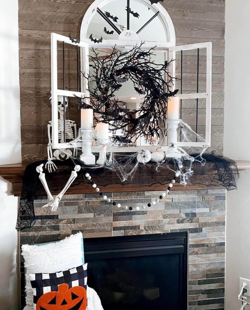 Halloween mantel decor