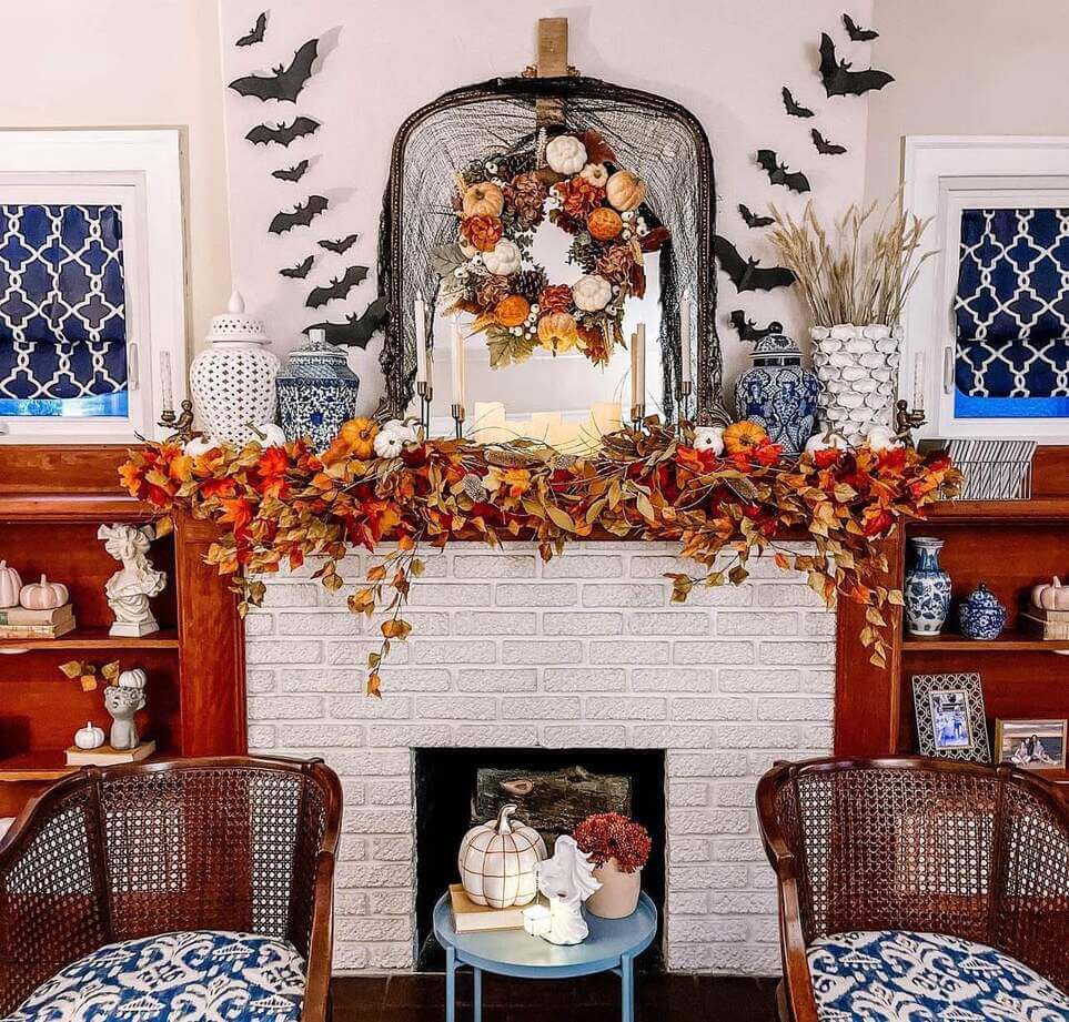 mantel Halloween decor