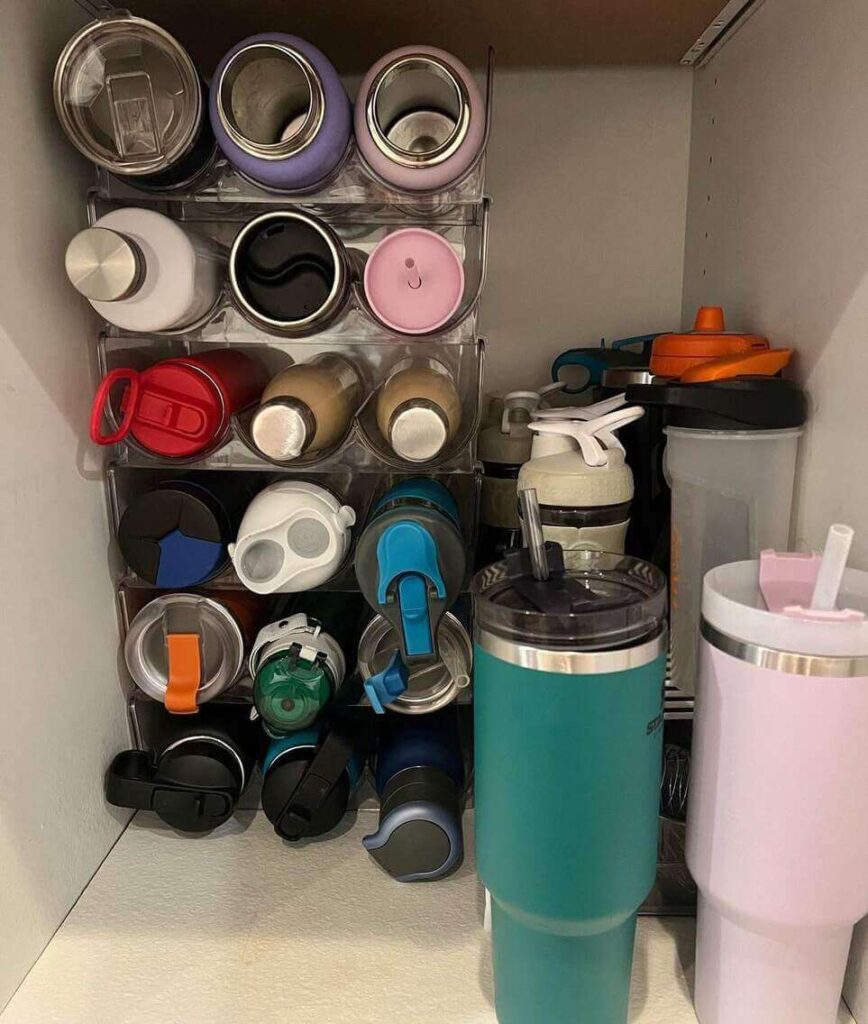 kitchen water bottle storage ideas