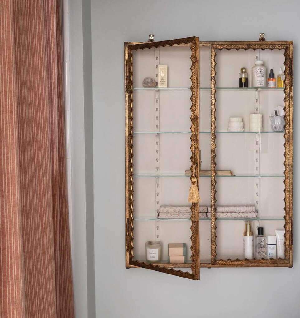 organize makeup in bathroom cabinet