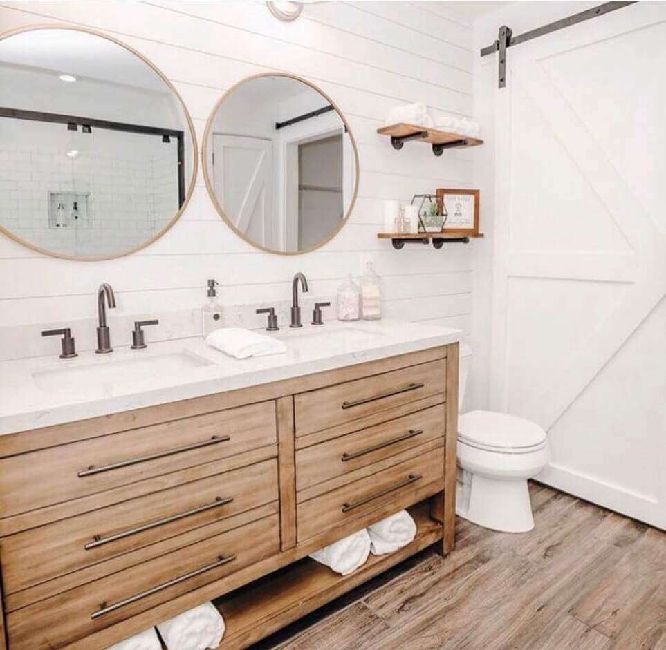 barn door farmhouse bathroom