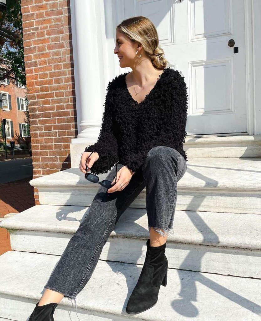 black sweater outfit ideas