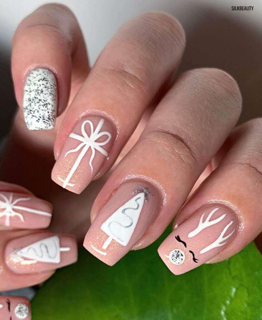 white christmas nail designs