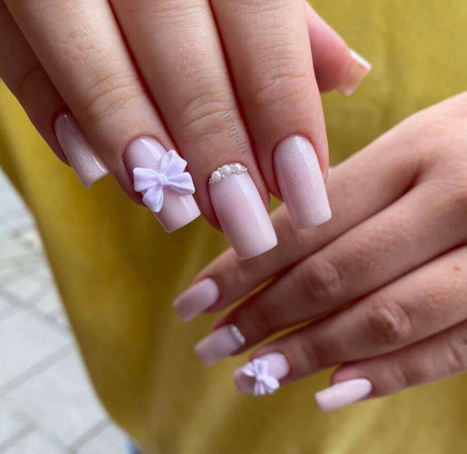 birthday nails with pearls