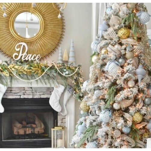 blue and gold christmas tree ideas