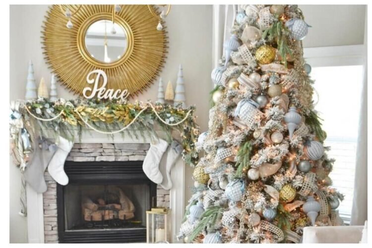 blue and gold christmas tree ideas