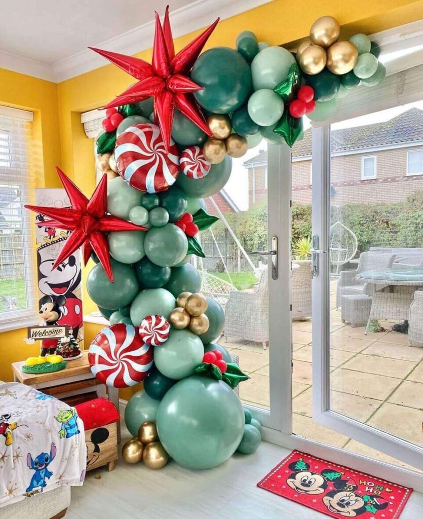 Christmas balloon decoration ideas for staircase