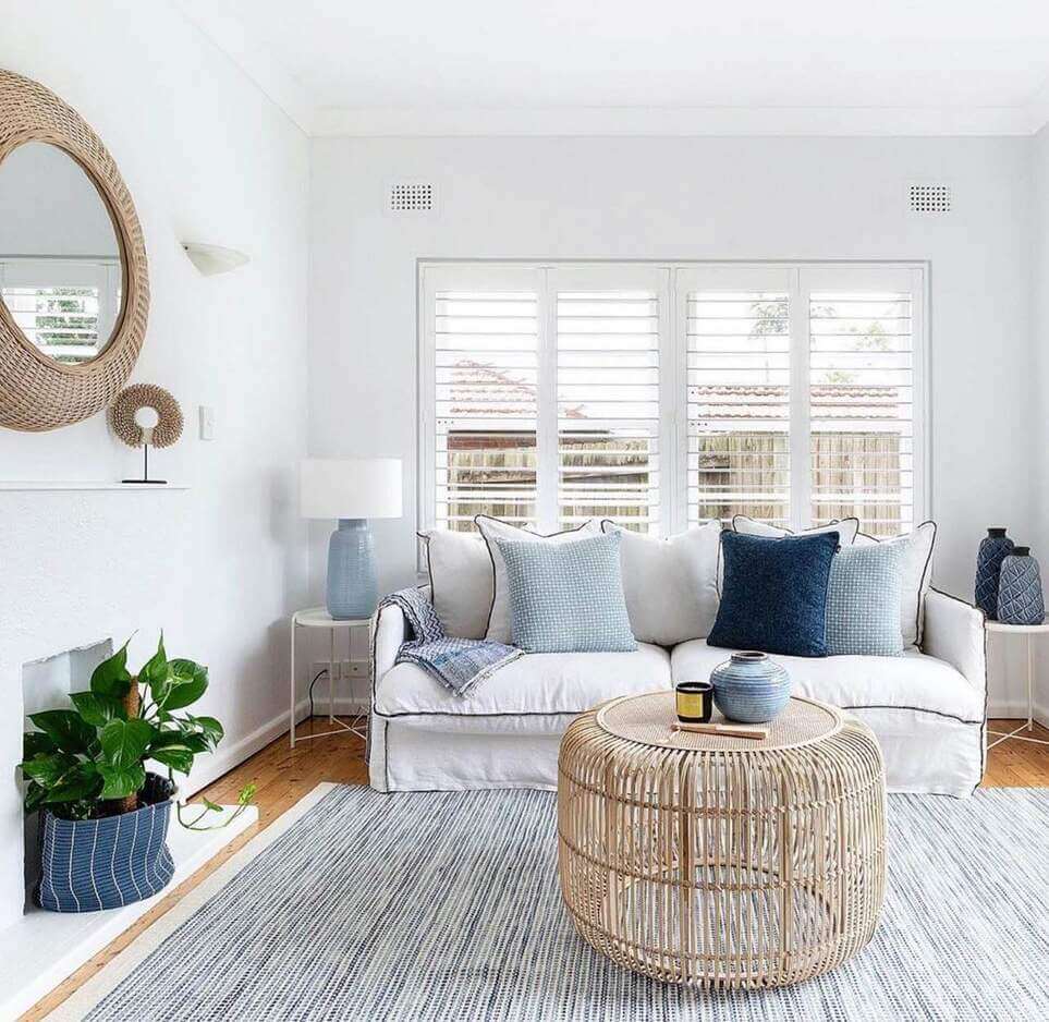 coastal living room with rattan