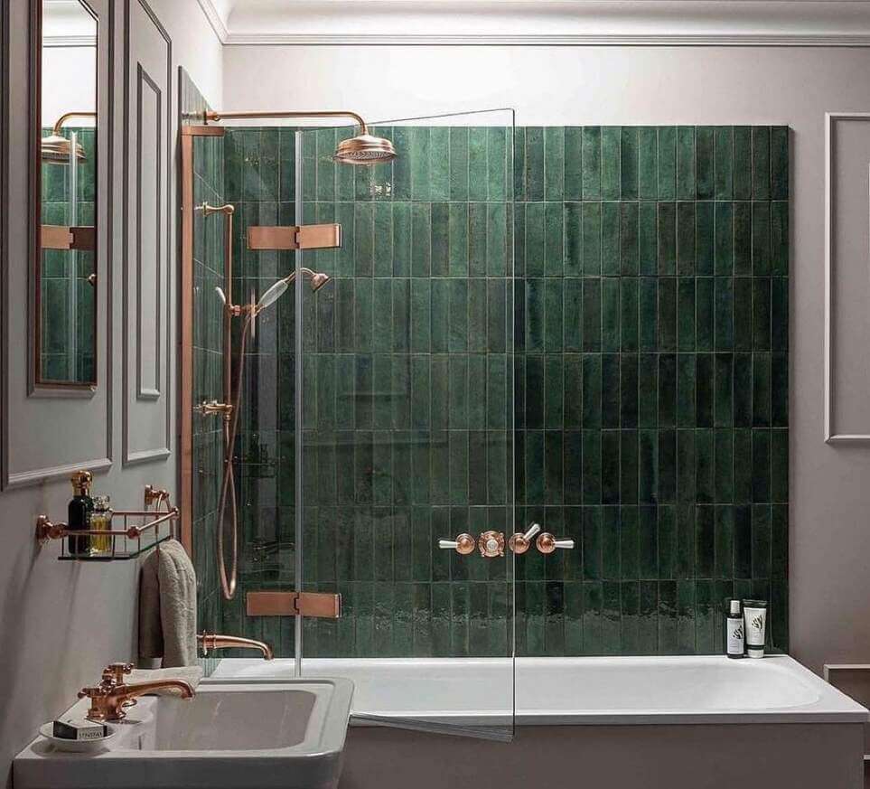 dark green shower tile ideas