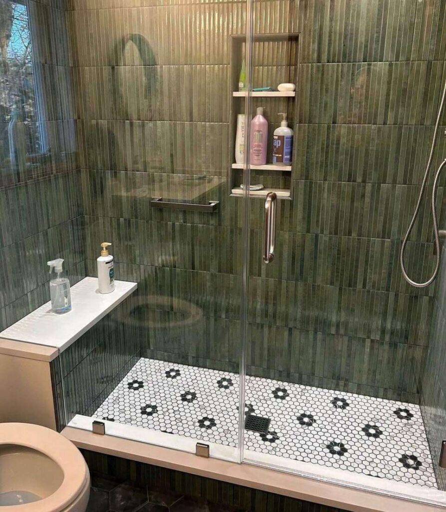 dark green shower tile ideas