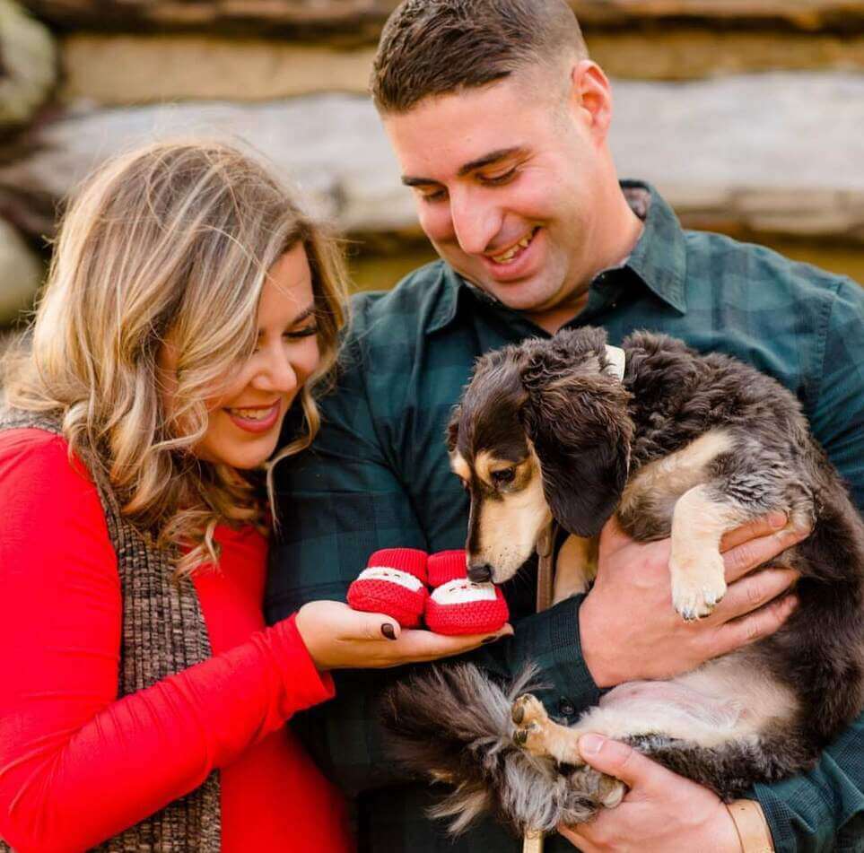 Christmas pregnancy announcement photoshoot