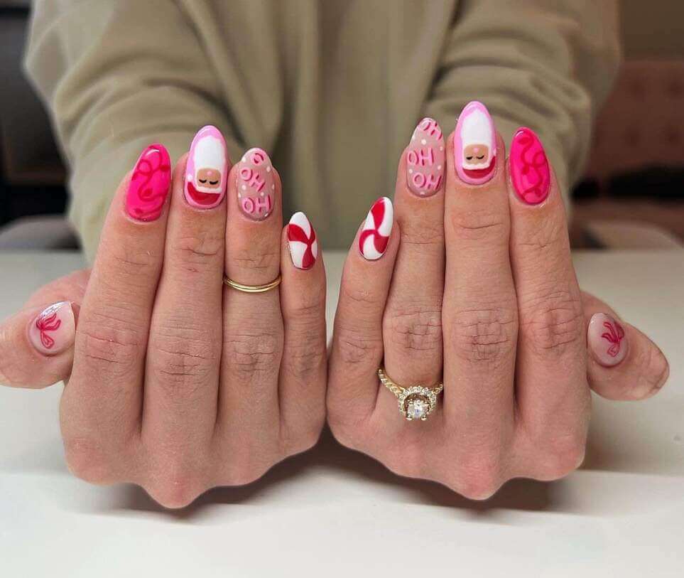 pink Christmas nails