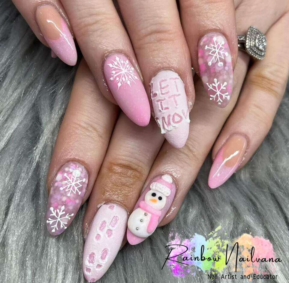 pink Christmas nail designs