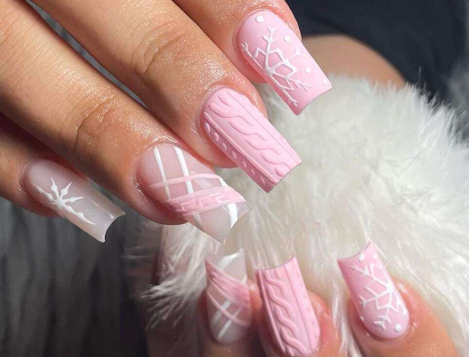 long pink Christmas nails