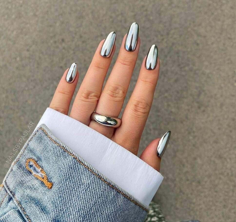 silver chrome nail ideas