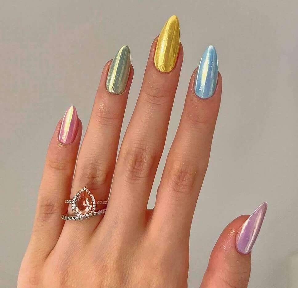 pastel chrome nails