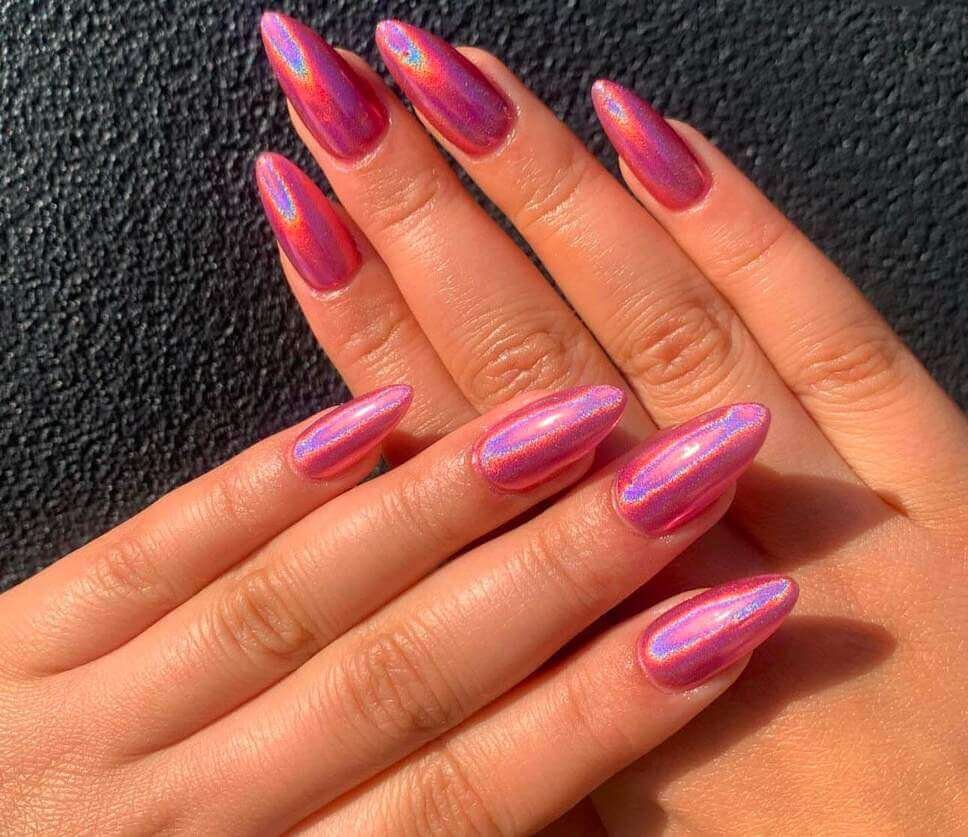 pink chrome nail ideas