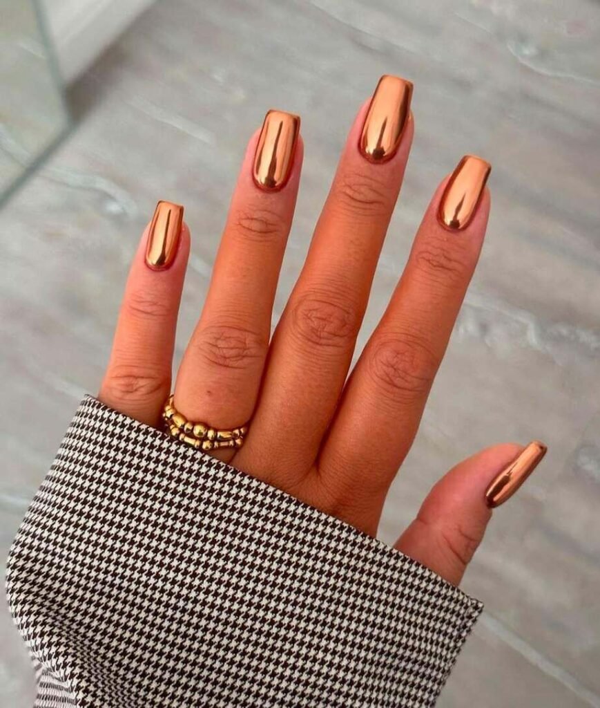 fall chrome nail designs