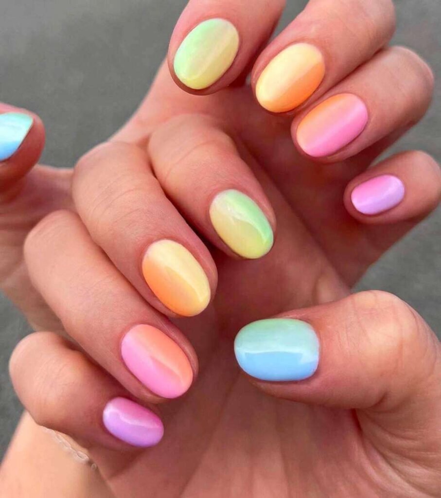 pastel chrome nail designs