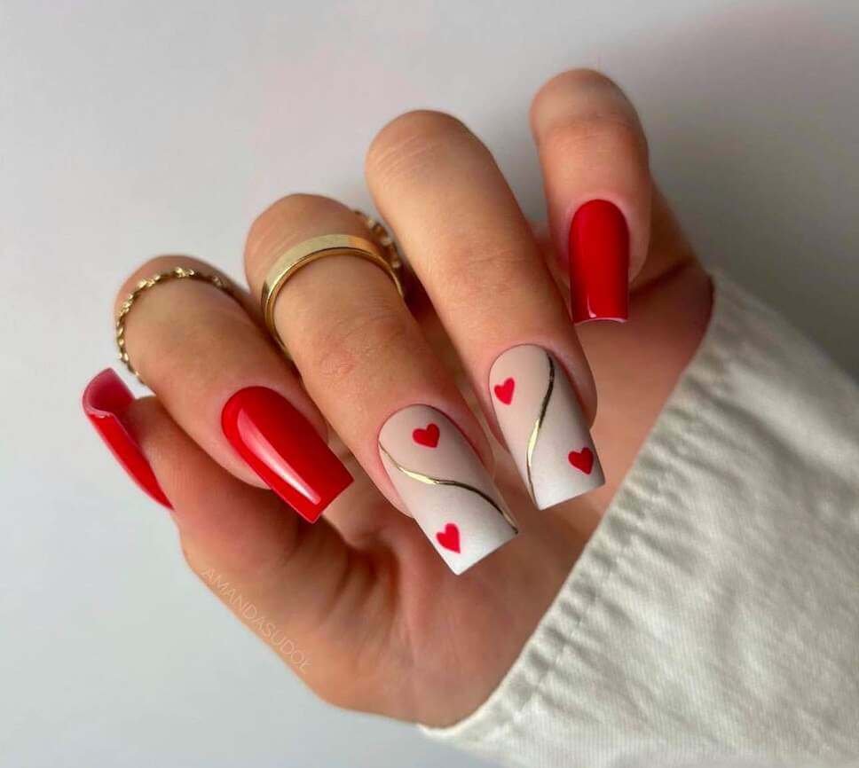 Valentines coffin nail designs