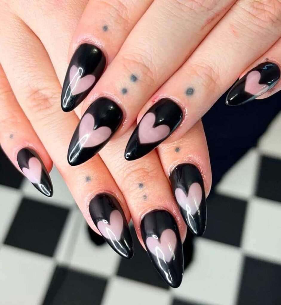 black Valentines nails