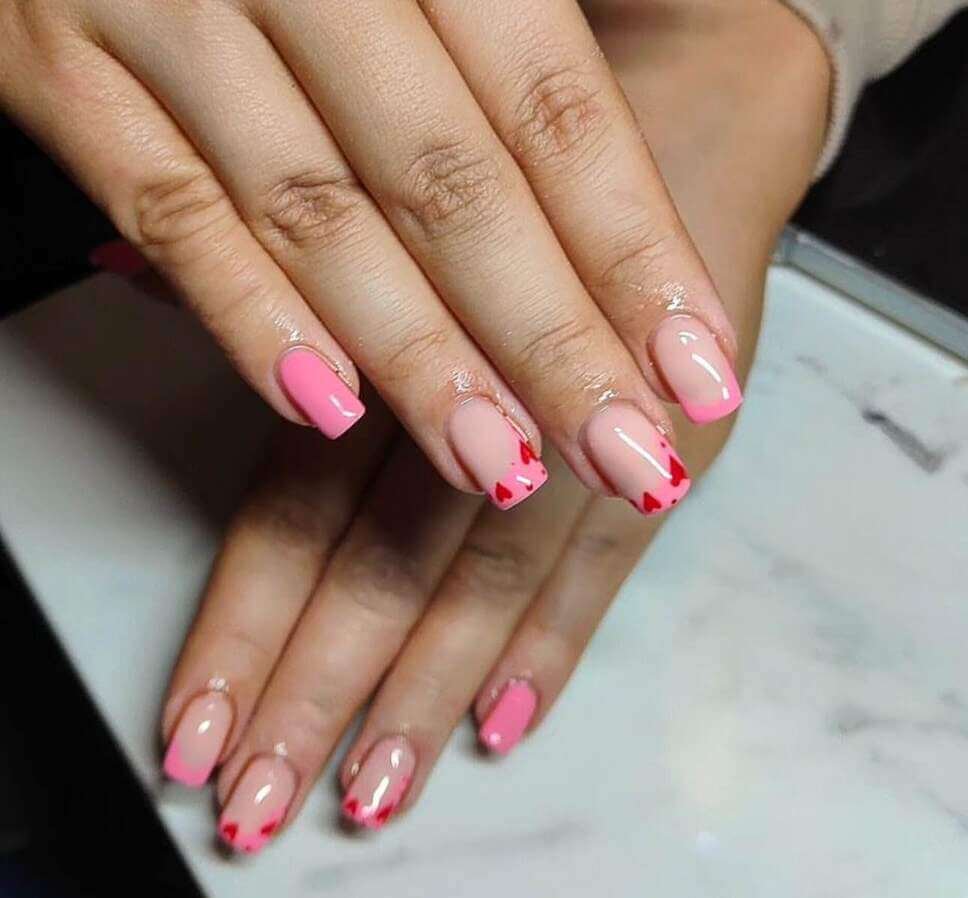 Red and pink valentine's nails