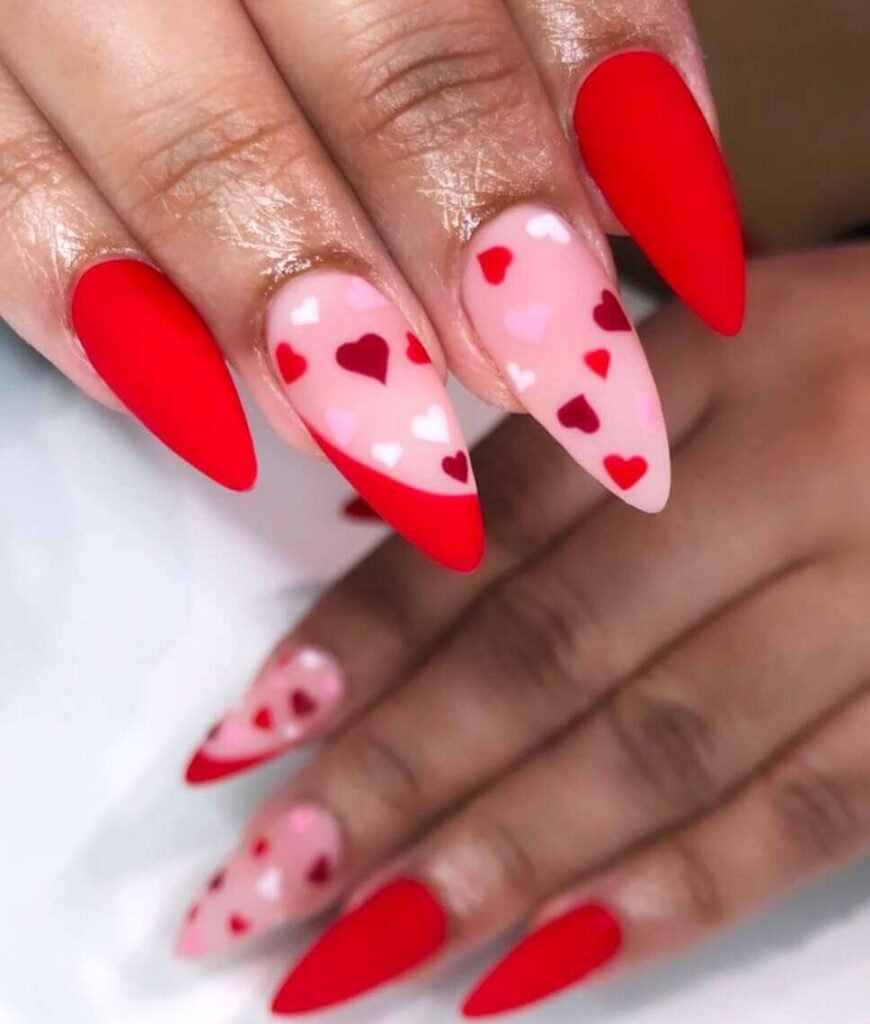 Matte Valentine's day nails