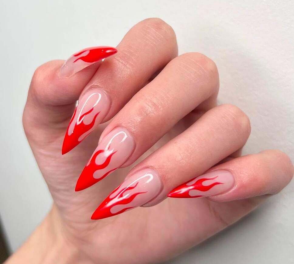 red Valentine's nails