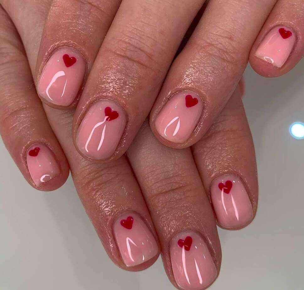 short Valentine's nails