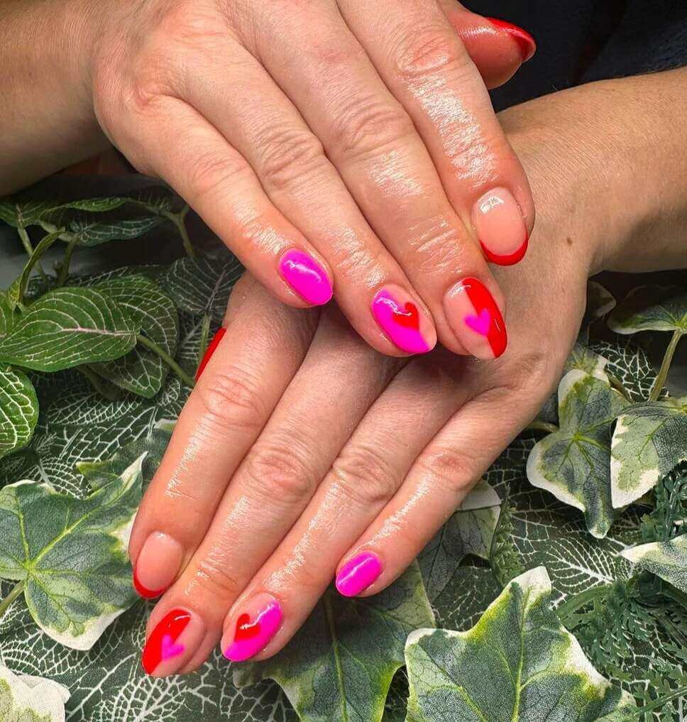 neon Valentine's day nails