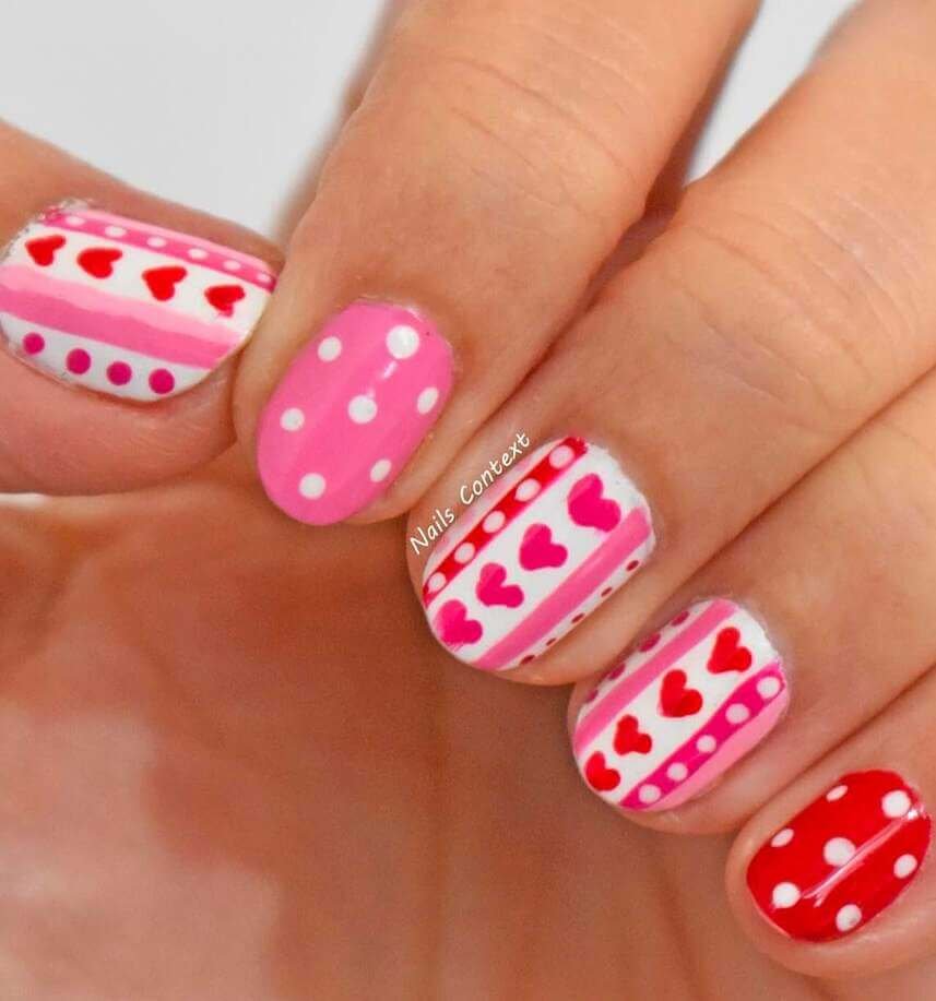 pink Valentines nail designs