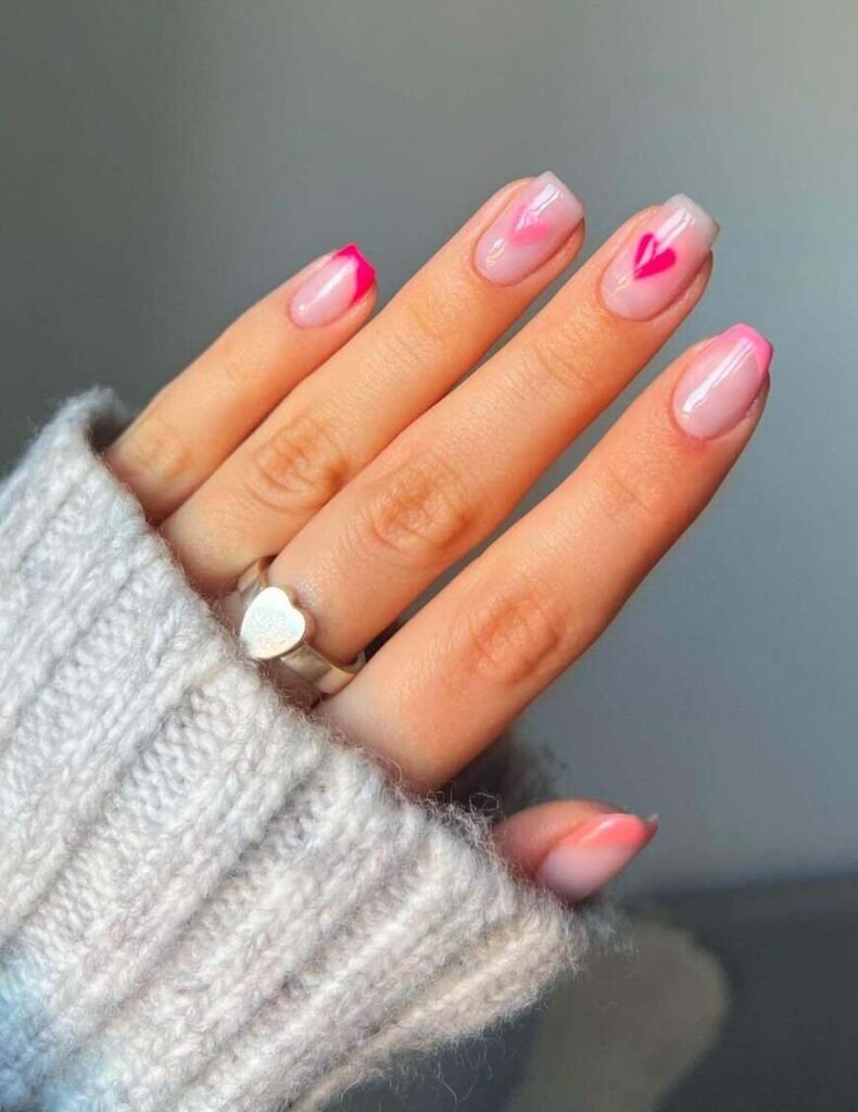 Neutral Valentine's nail ideas