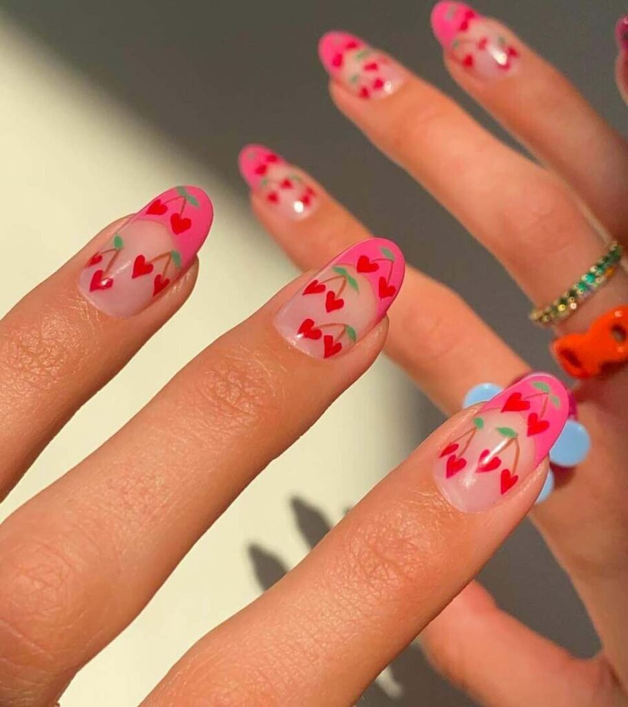 Colorful Valentine's nail designs