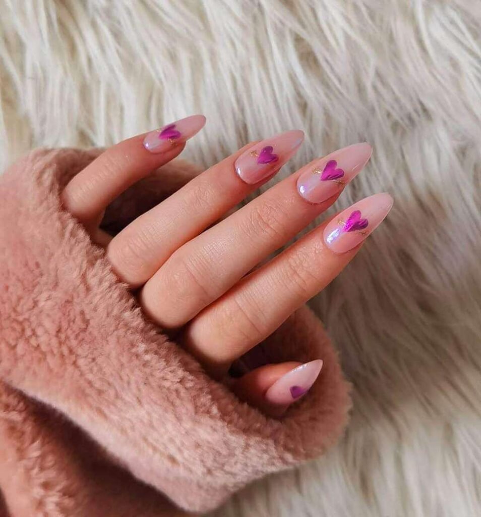 Purple Valentines nail designs