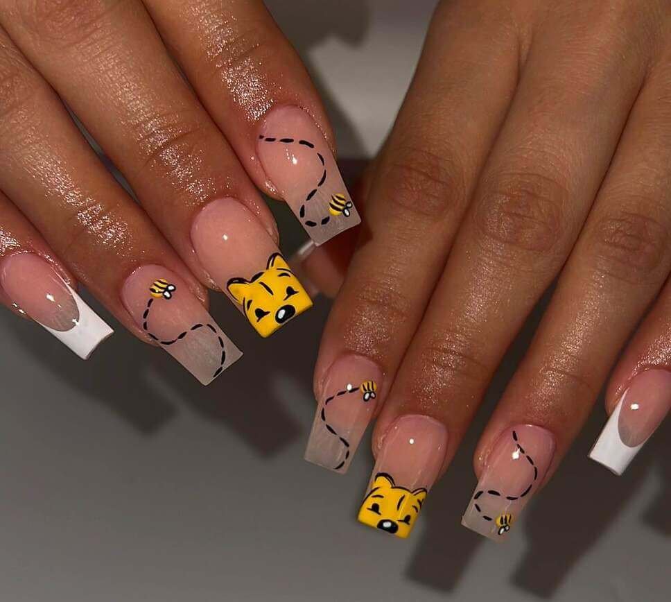 winnie the pooh baby shower nails