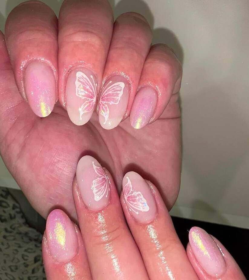 neutral butterfly nail art ideas