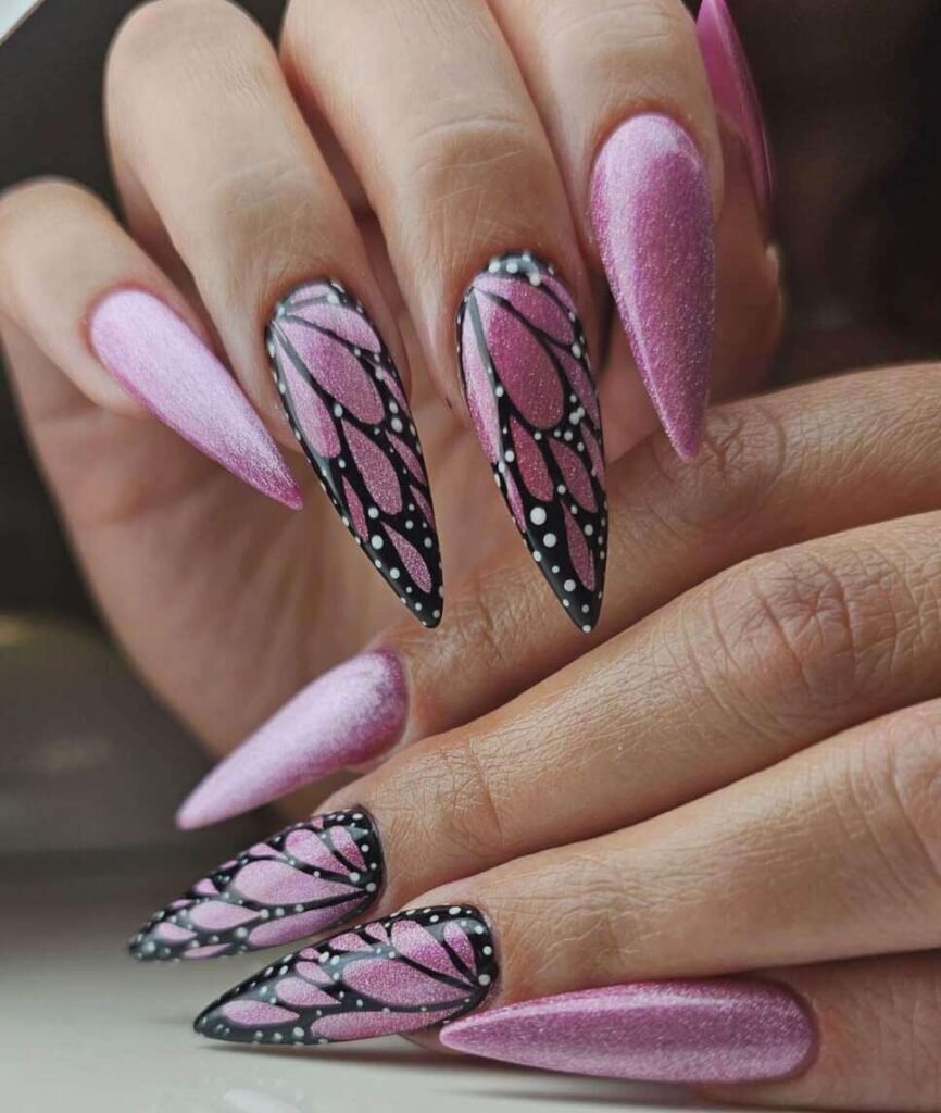 long butterfly nail designs